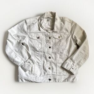 Croft & Barrow Denim Jacket Size M Medium Striped Blue White Four Pockets Adult